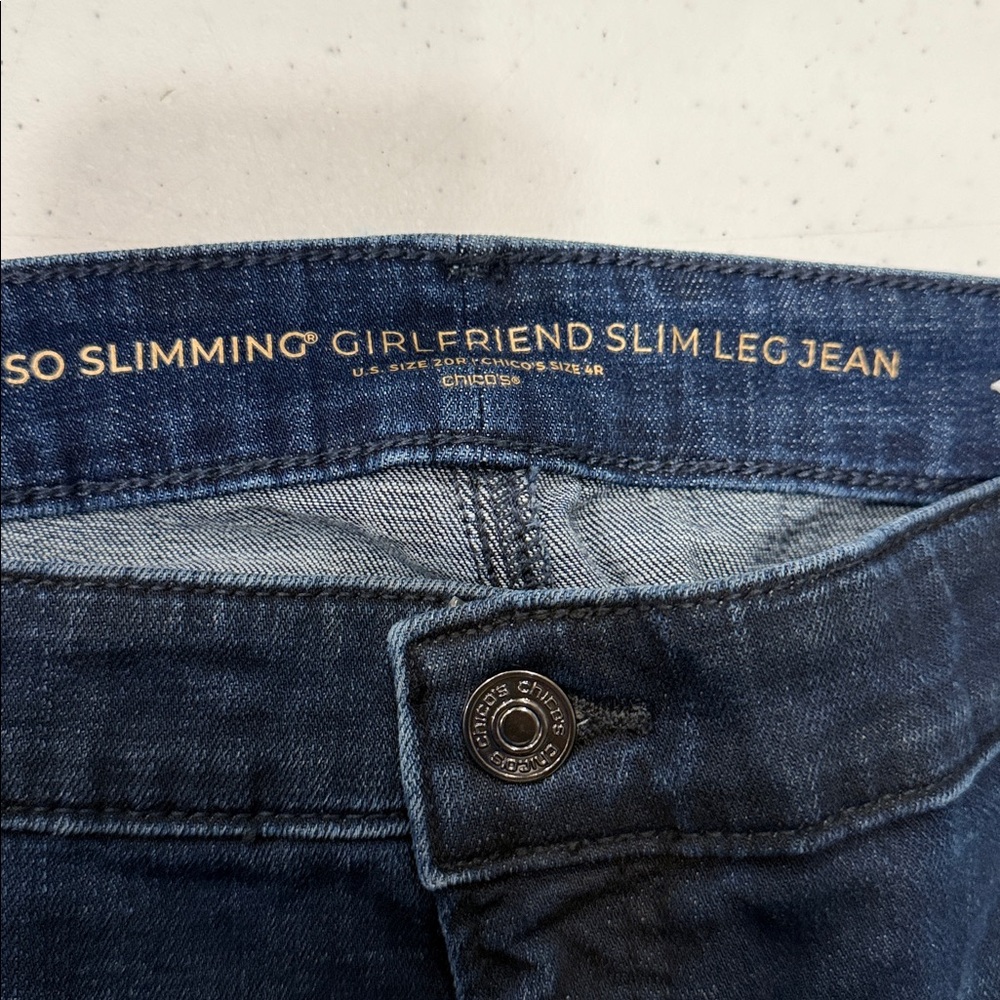 Chico's Indigo girlfriend dark jeans. Worn once. - Picture 2 of 3